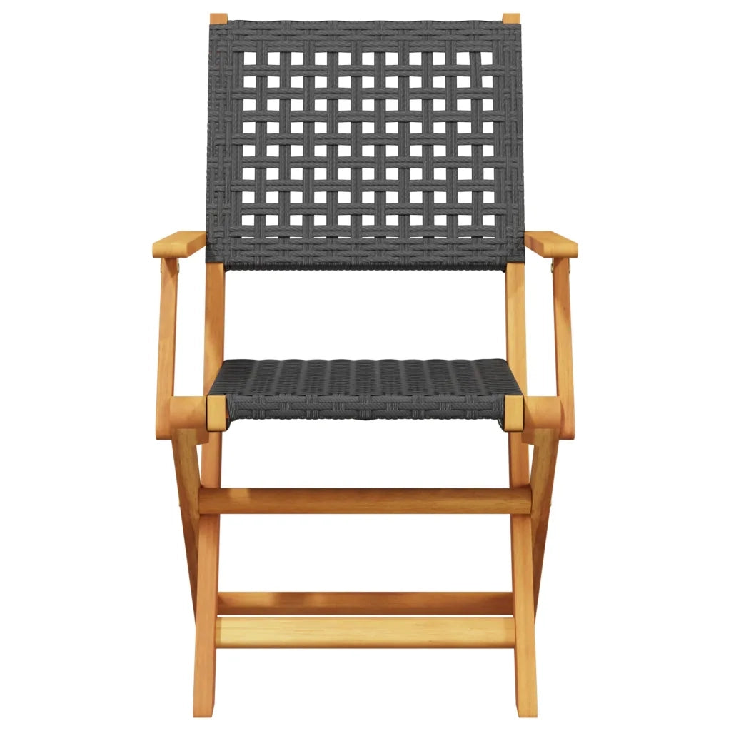 Set da Bistrot 3 pz Nero in Polyrattan e Legno Massello 3281802