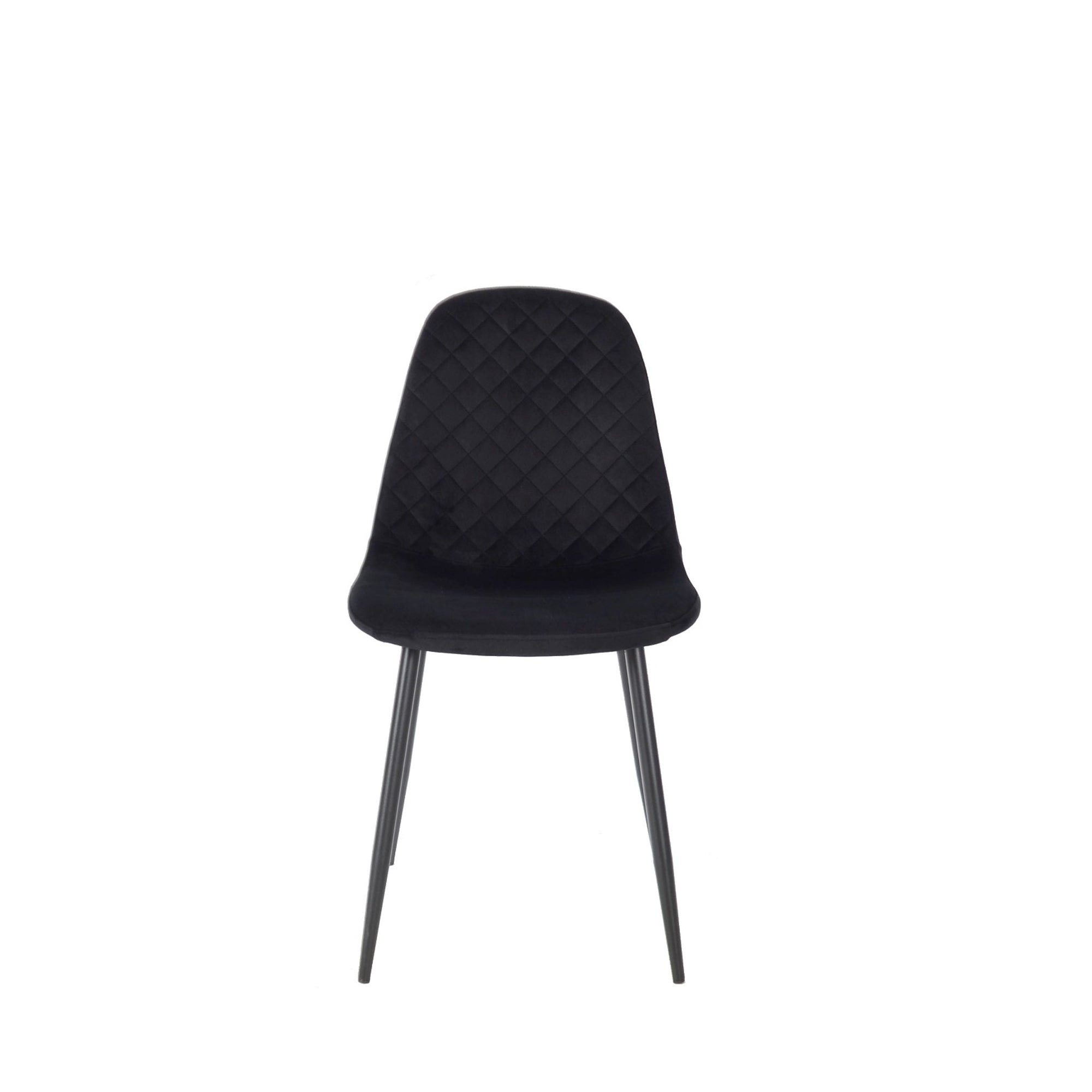 Set Da 4 Sedie,New Lena, Velluto Nero,Gambe Nere