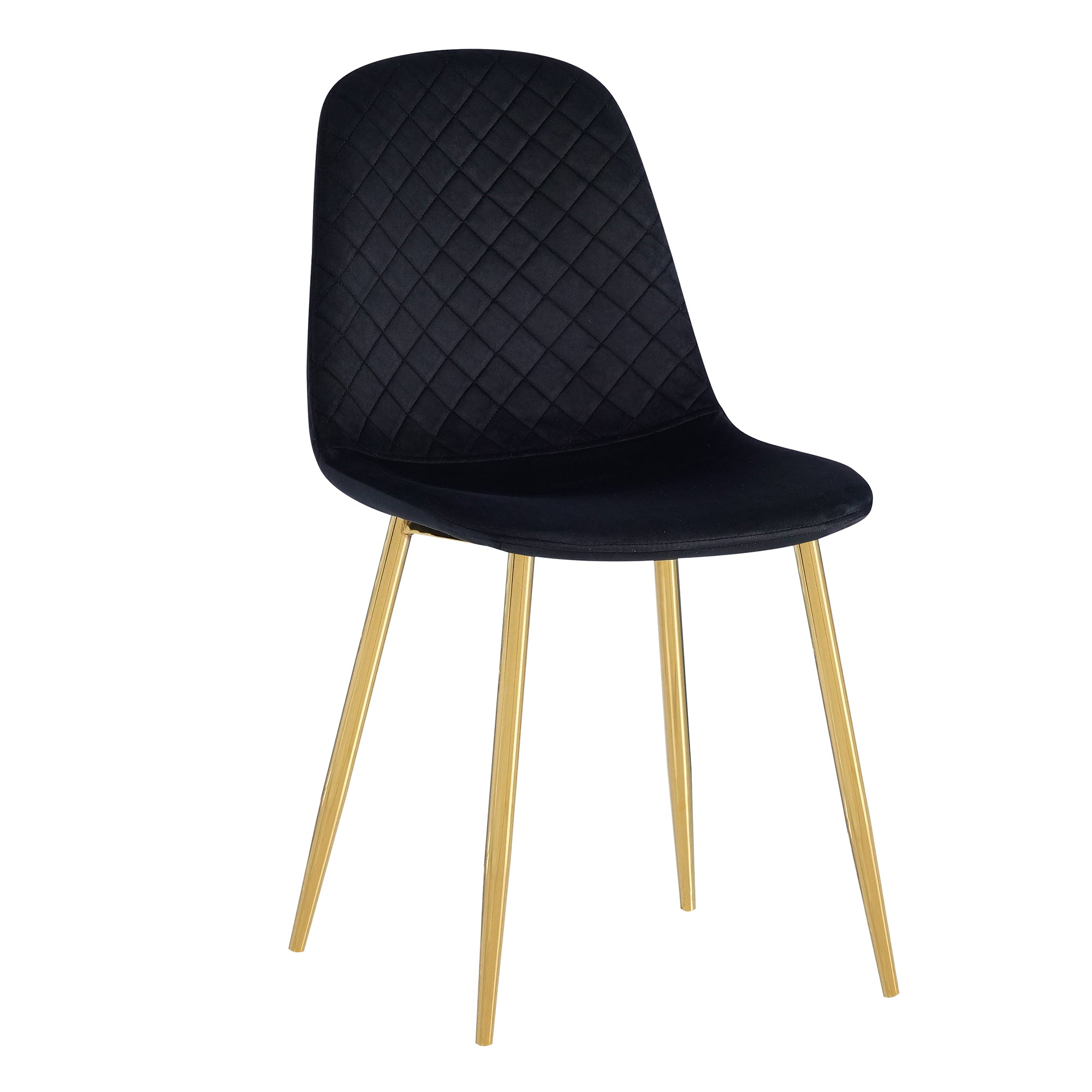 Set Da 4, Sedie New Lena Velluto Nero/Gambe Oro