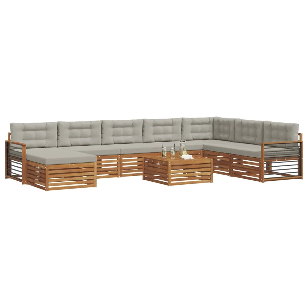 Set di divani da esterno 9 pcs Grigio Naturale e Chiaro 3373991