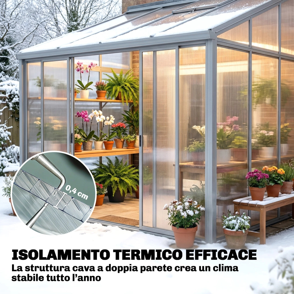 Set 10 Lastre Alveolari 120x60 cm Anti-UV Tagliabili per Serre e Pensiline Tettoie in Policarbonato Trasparente