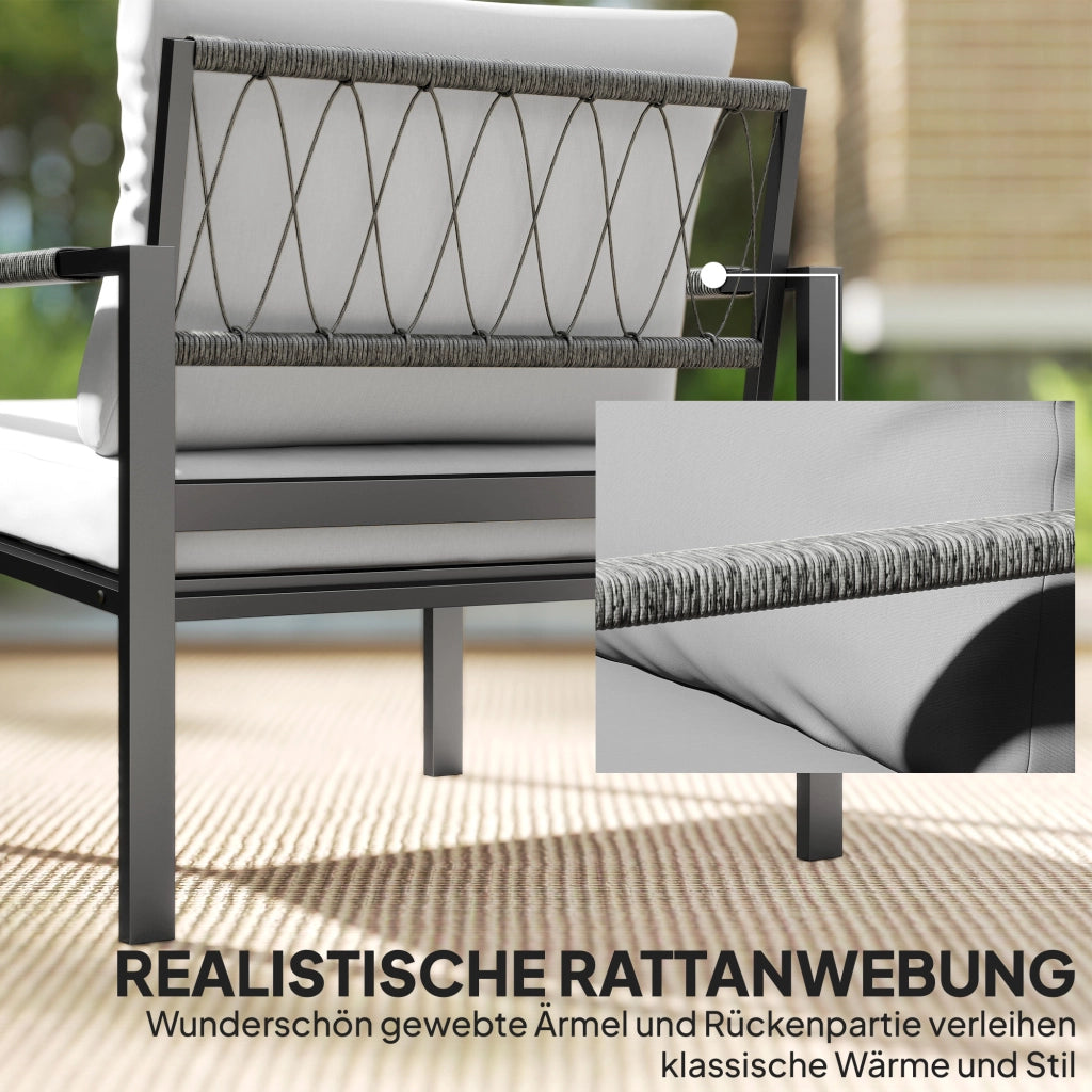 Set Divano Esterno 4 Posti con Tavolino ¨C Minimal ¨C Grigio Chiaro