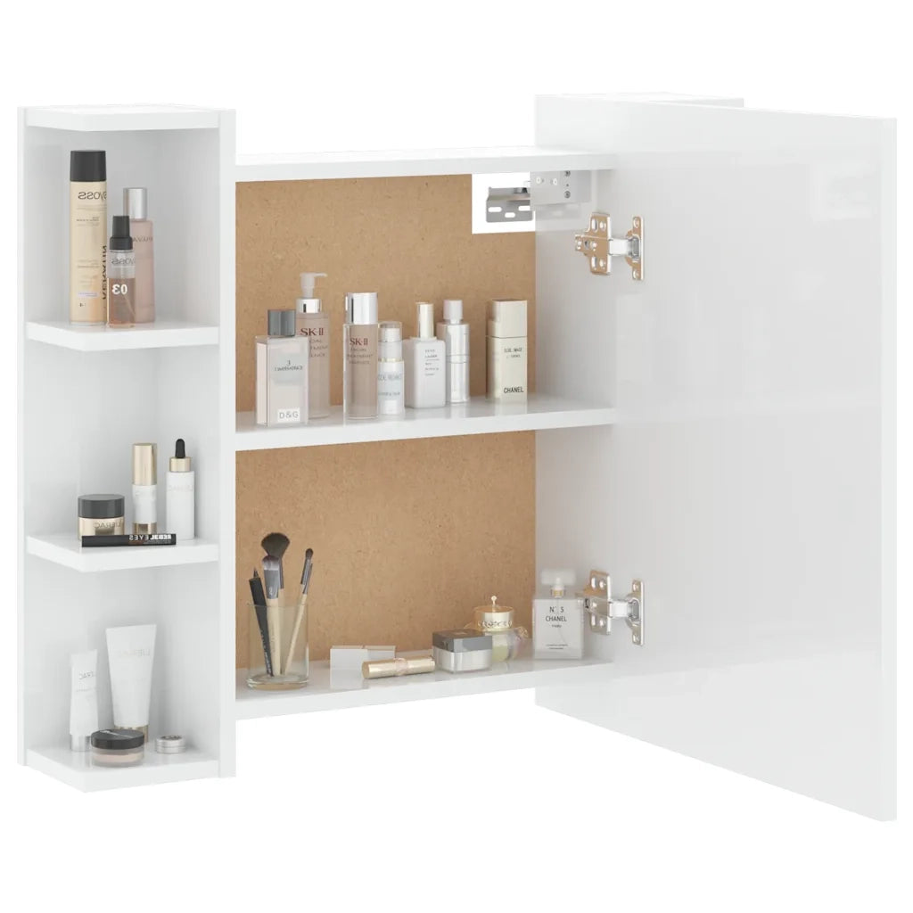 Mobile a Specchio con LED Bianco Lucido 70x16,5x60 cm 808879