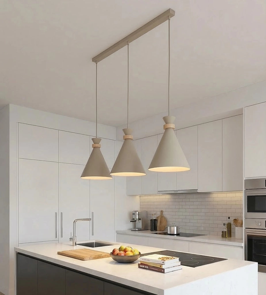 Lampada a sospensione ZERO beige 3xE27 legno Emibig