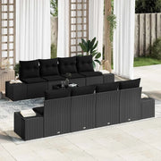 Set Divano da Giardino con cuscino 7 pcs Nero polyrattan 3346993
