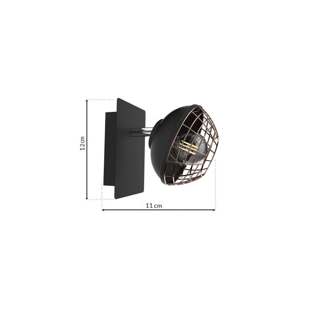 Applique Milagro Logan E14 40W nero oro metallo IP20