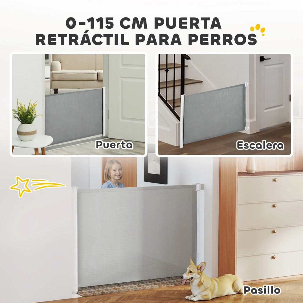 Barrera per Cani Estendibile ¨C Zephmum ¨C Grigio 115x5.5x82.5 cm