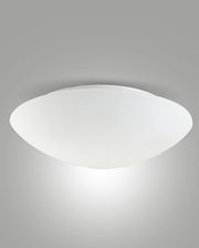 Plafoniera Pandora E27 2x75W in metallo e vetro soffiato bianco, Diametro 460mm, compatibile Smart Luce - Fabas Luce