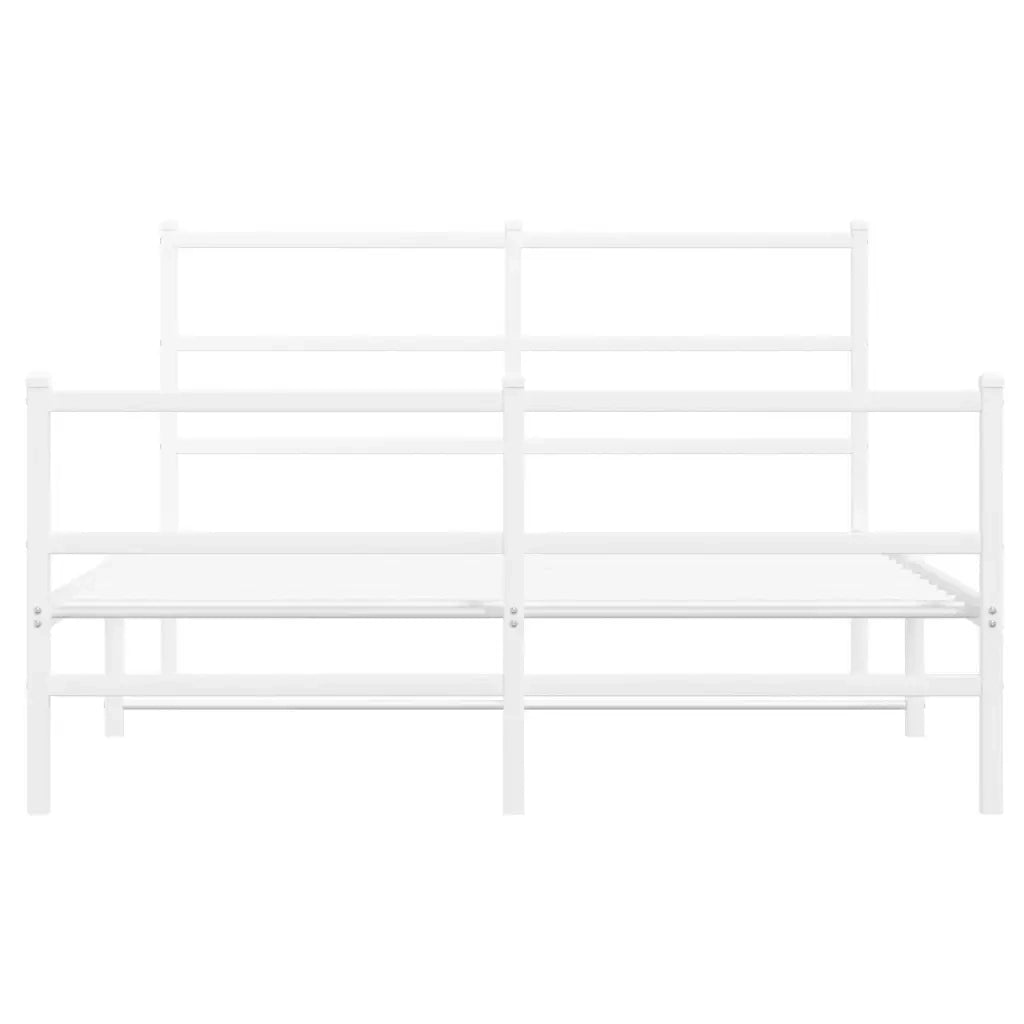 Giroletto con Testiera e Pediera Metallo Bianco 140x200 cm 355433