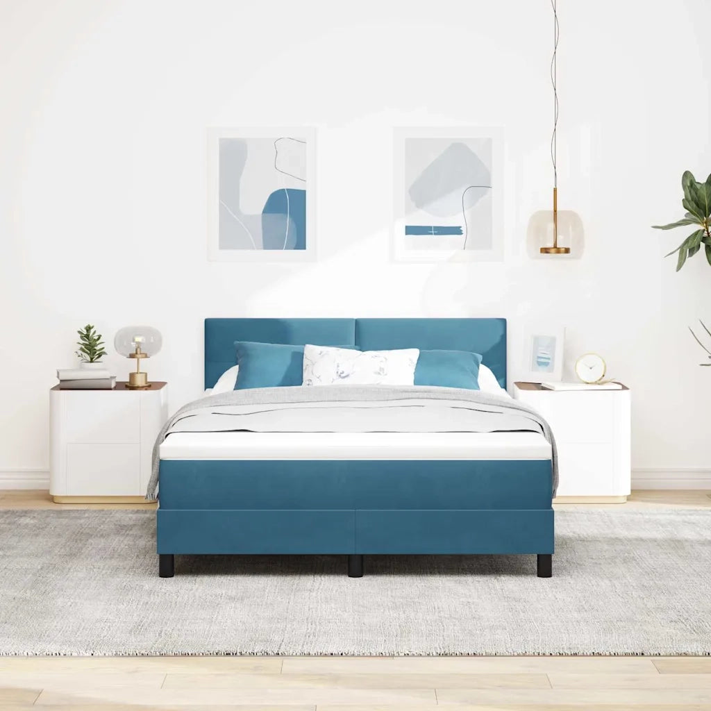 Letto a molle con materasso Blu Scuro 160 x 200 cm Velluto 3339186