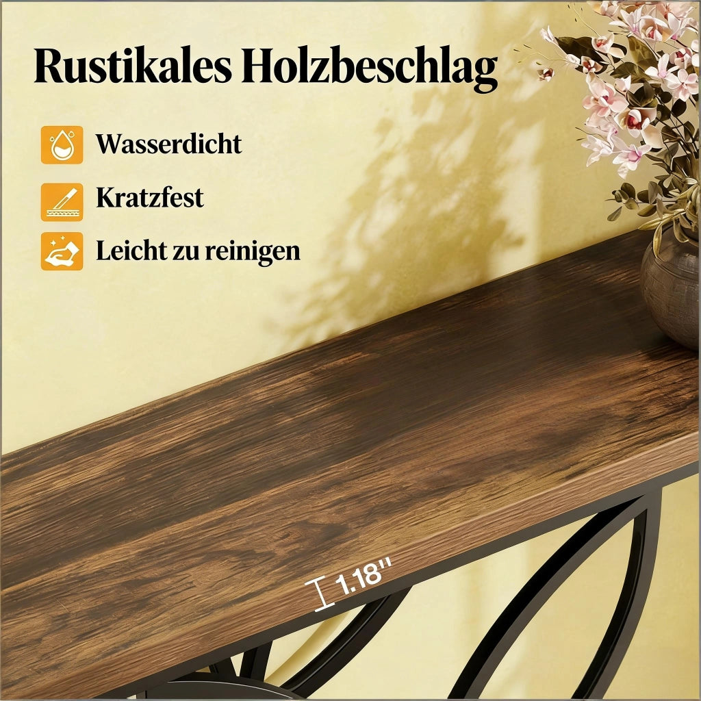 CONSOLLE Stile industrial chic MDF e metallo Nero/Marrone
