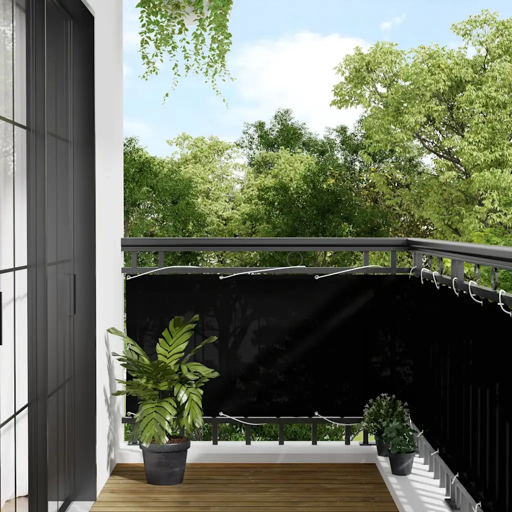 Paravento da Balcone-Pannello per balcone Nero 75x700 cm 100% Poliestere Oxford