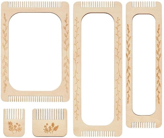 Weefgetouw Rechthoekig per Principianti - Set di 5 pezzi - Ideale per Sciarpe e Accessori