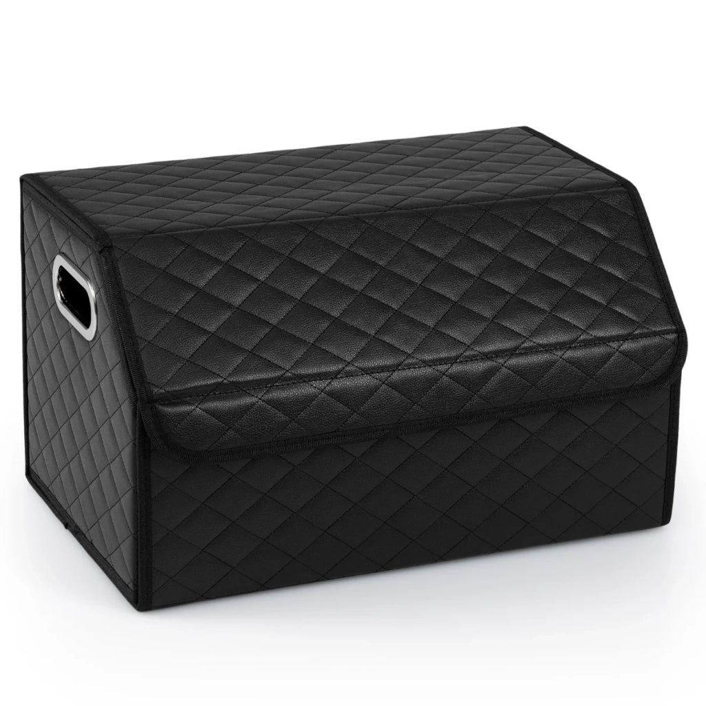 Organizer pieghevole per bagagliaio auto 30 x 47 x 27,5 cm divisorio rimovibile design moderno in pelle PVC nera 20_0018308