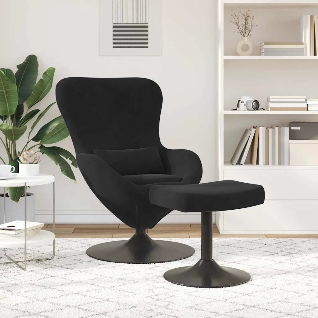 Sedia Egg con Pouf Nero Velluto 42002750
