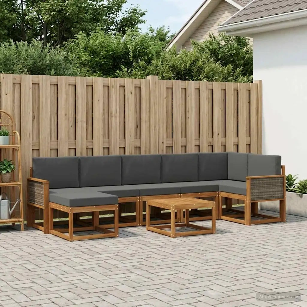 Set di divani da esterno 8 pcs Naturale e Antracite Poliestere 3385408
