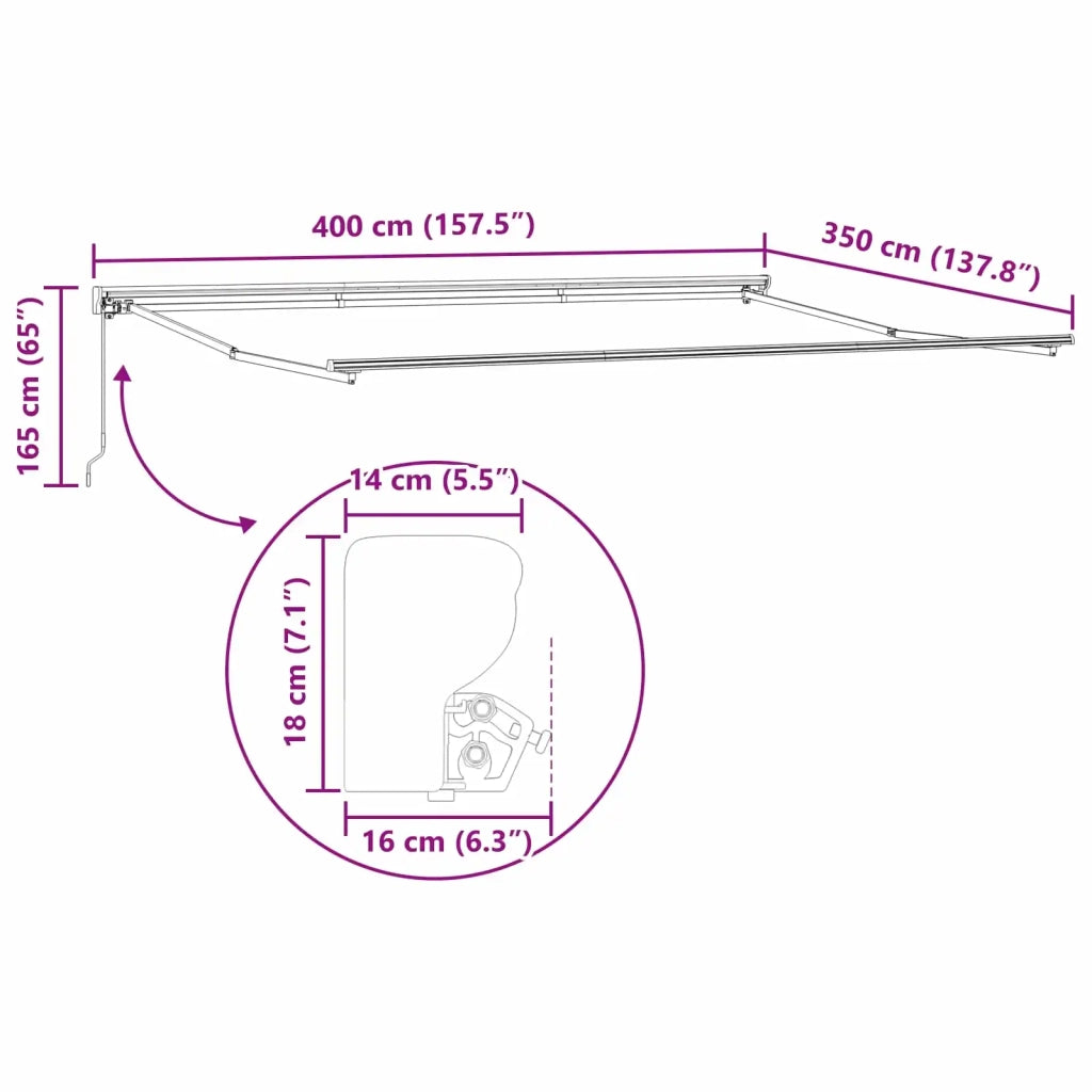 Tenda retrattile manuale Rosso e Bianco 4 × 3,5 m 3420448