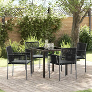 Set da Pranzo per Giardino 5 pcs Nero Rattan in PE