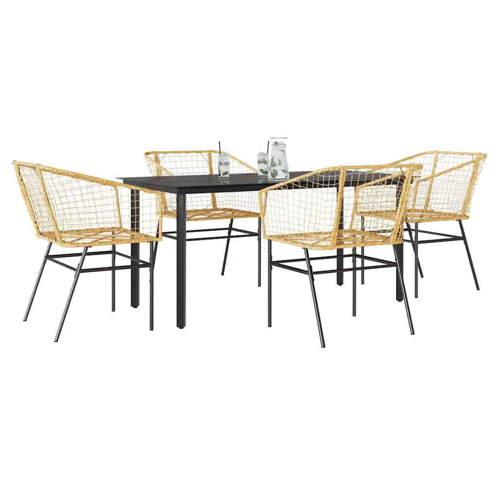 Set da Pranzo da Giardino 5pz Polyrattan Vetro 3334593