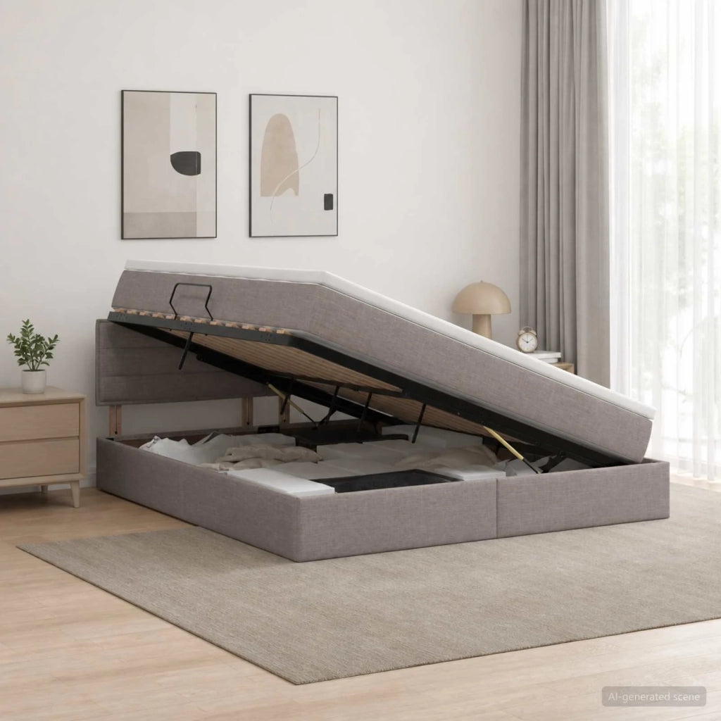Letto con contenitore e materasso Tortora 180 x 200 cm Velluto 3458577