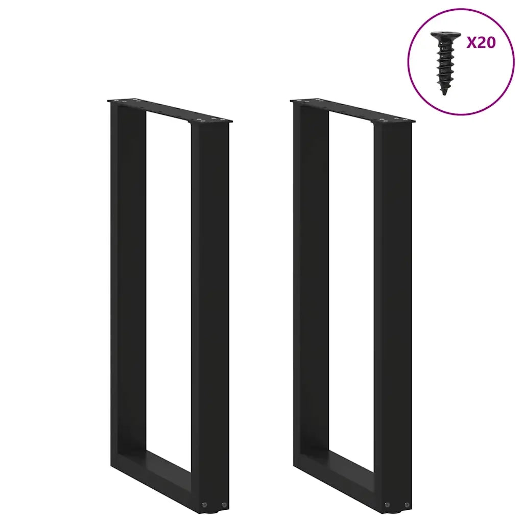 Gambe per tavolo da bar a forma di U 2 pz nere 40x(90-91) cm in acciaio 4013216