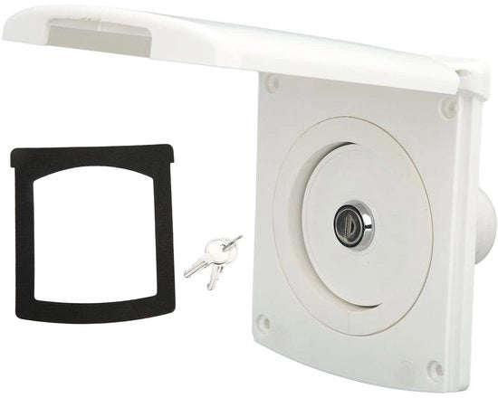 Vitello di Acciaio Ingresso Volutank Acqua Resistente IP44 - Ingresso per Gravità - Coperchio Acqua Chiuso - Compreso 2 Chiavi - Per Camper/Caravan/Barca - Dimensione di Installazione 79 x 79 mm - Ingresso Acqua
