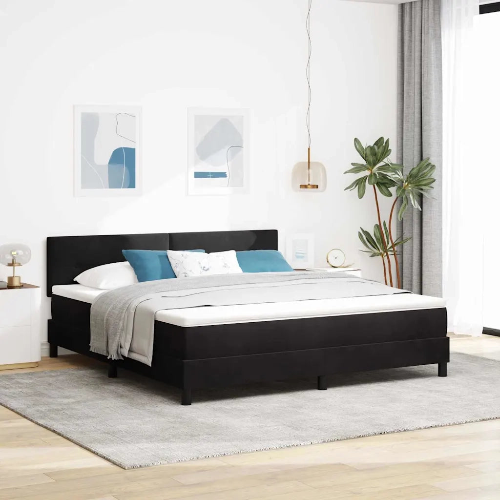 Letto a Sorgente LED con materasso Nero 180 x 200 cm Velluto