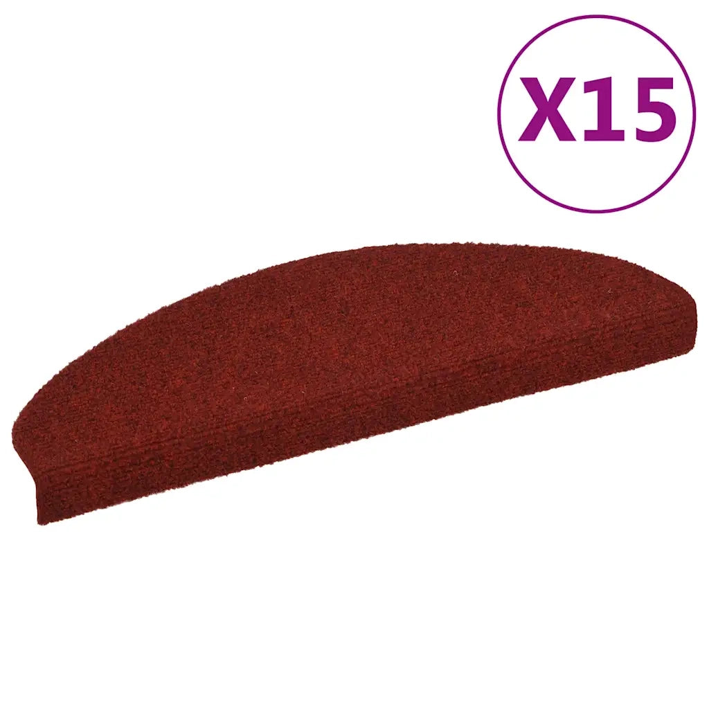 Tappetini Autoadesivi per Scale 15 pz 65x21x4 cm Rosso 132700