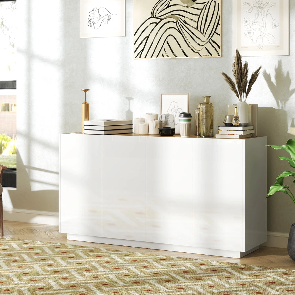 Buffet con ante ¨C Minimal ¨C Bianco laccato 140x40x75 cm
