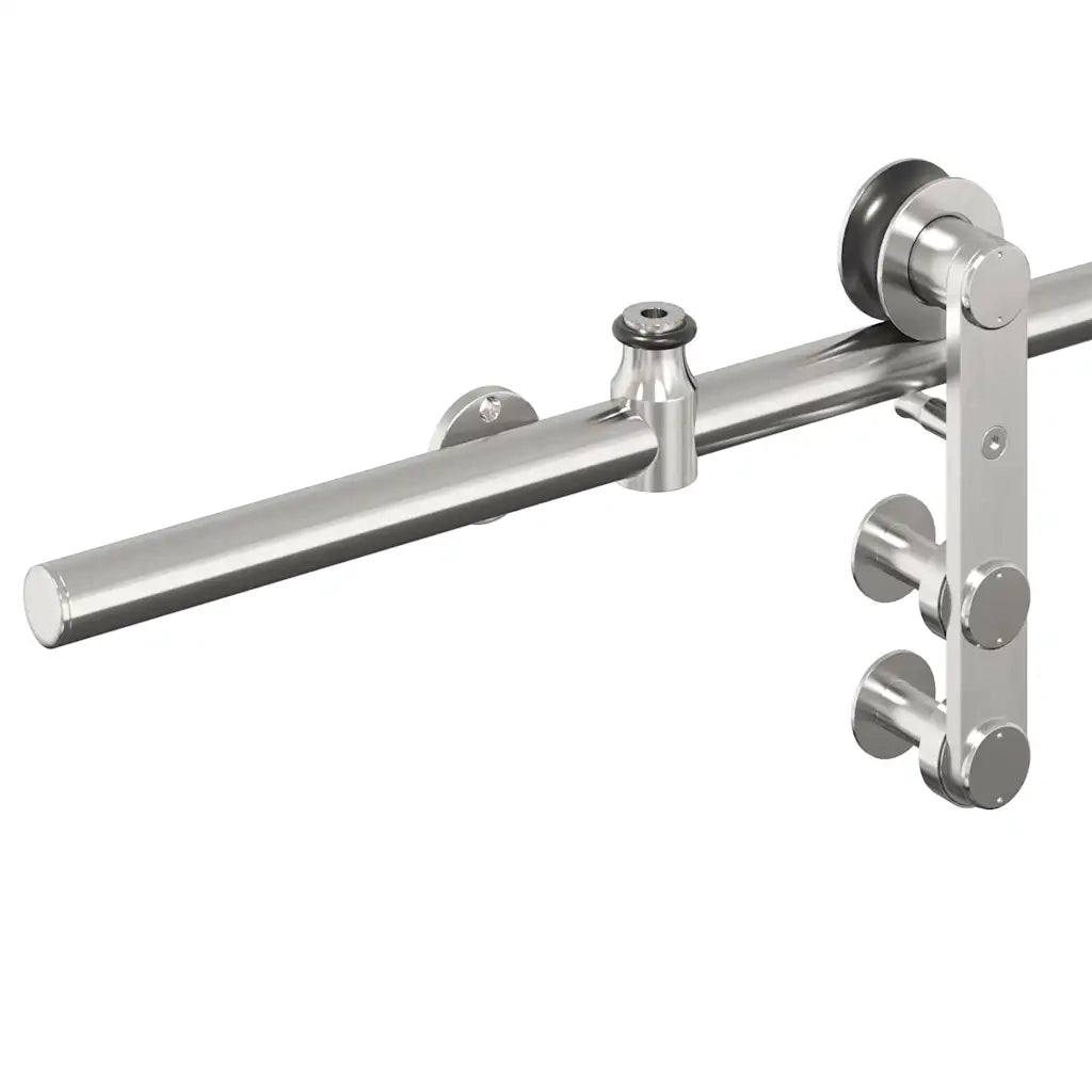 Kit Binari Porta Scorrevole 200 cm Acciaio Inossidabile Argento