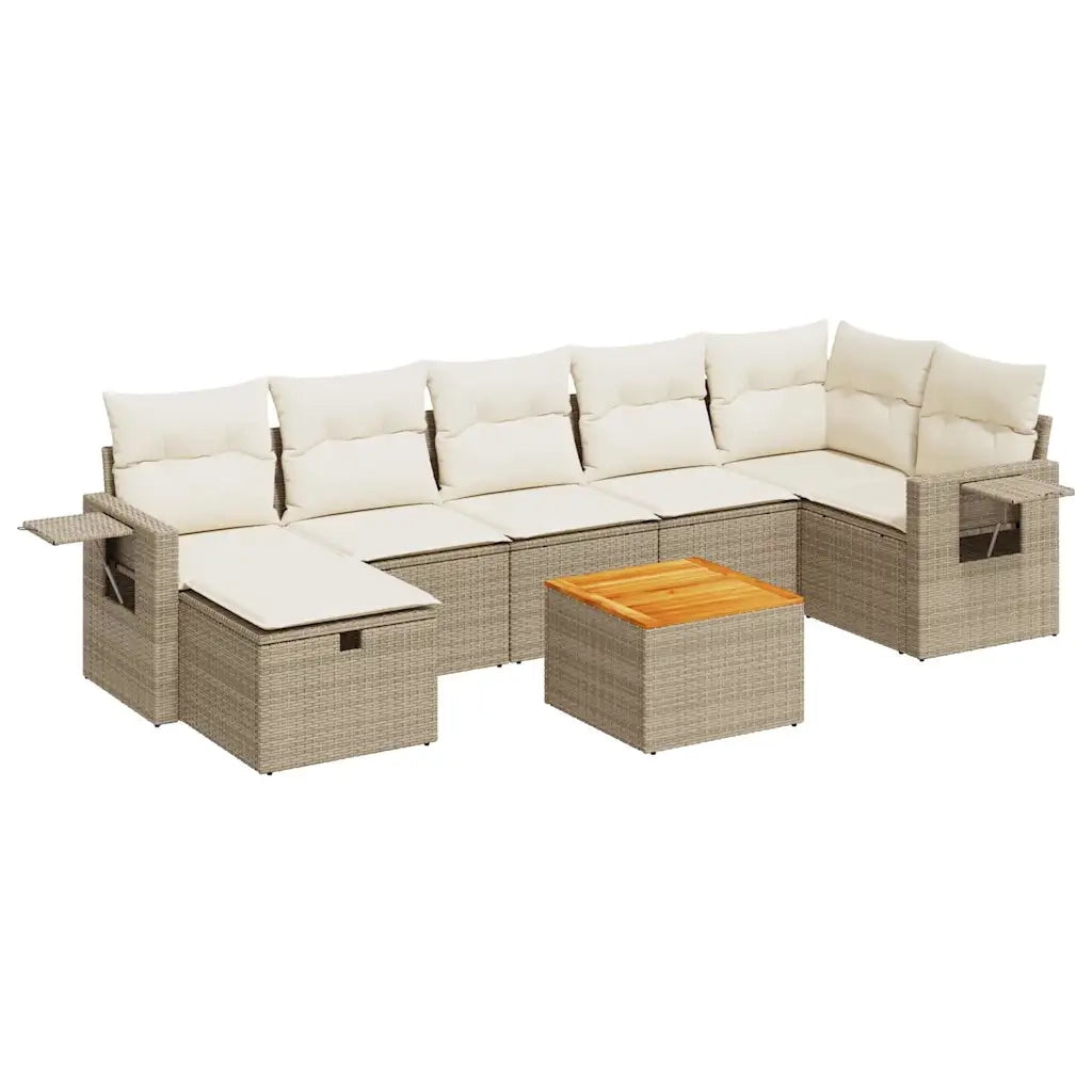 Set Divano da Giardino 8 pz con Cuscini Beige in Polyrattan 3325824