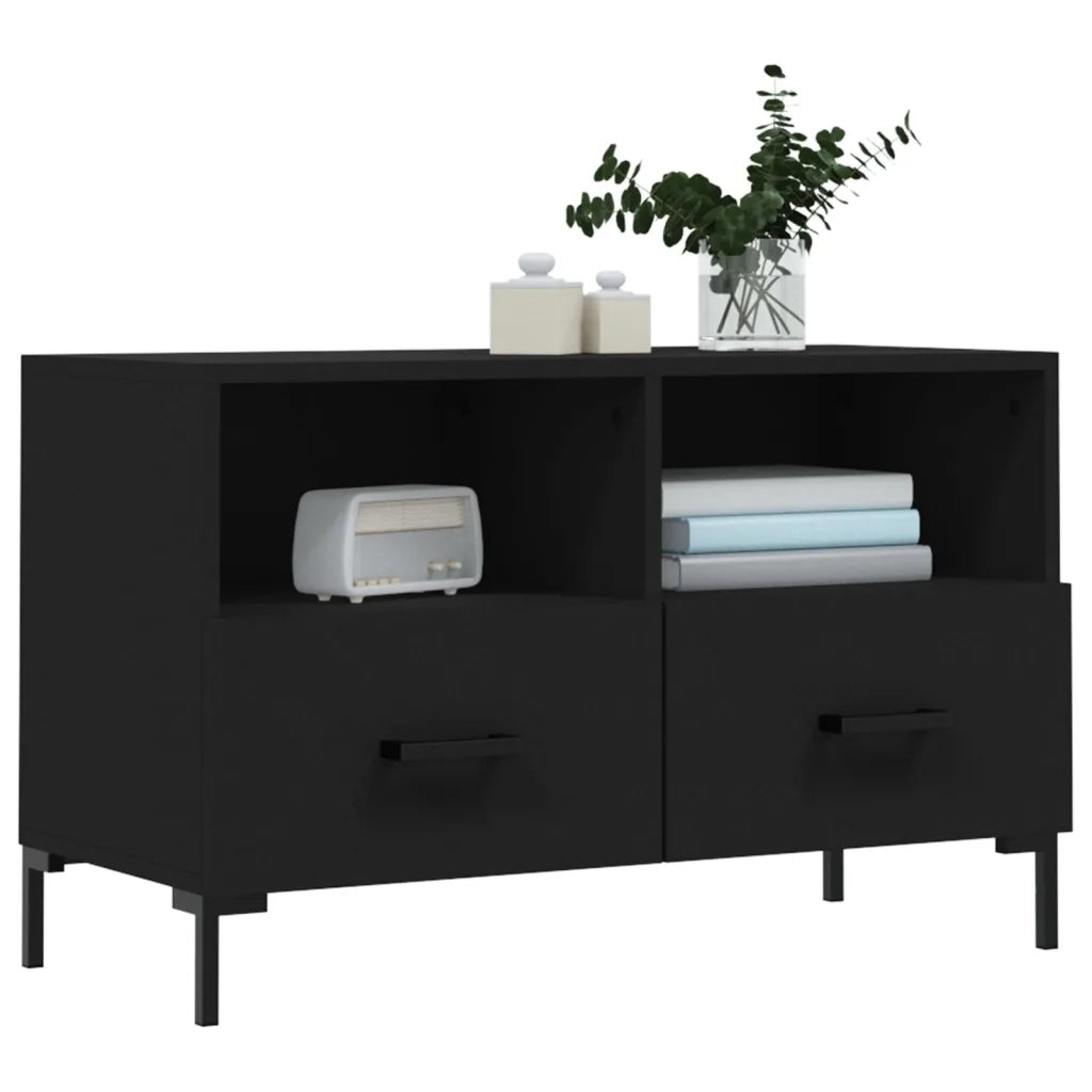Mobile Porta TV Nero 80x36x50 cm in Legno Multistrato 828973