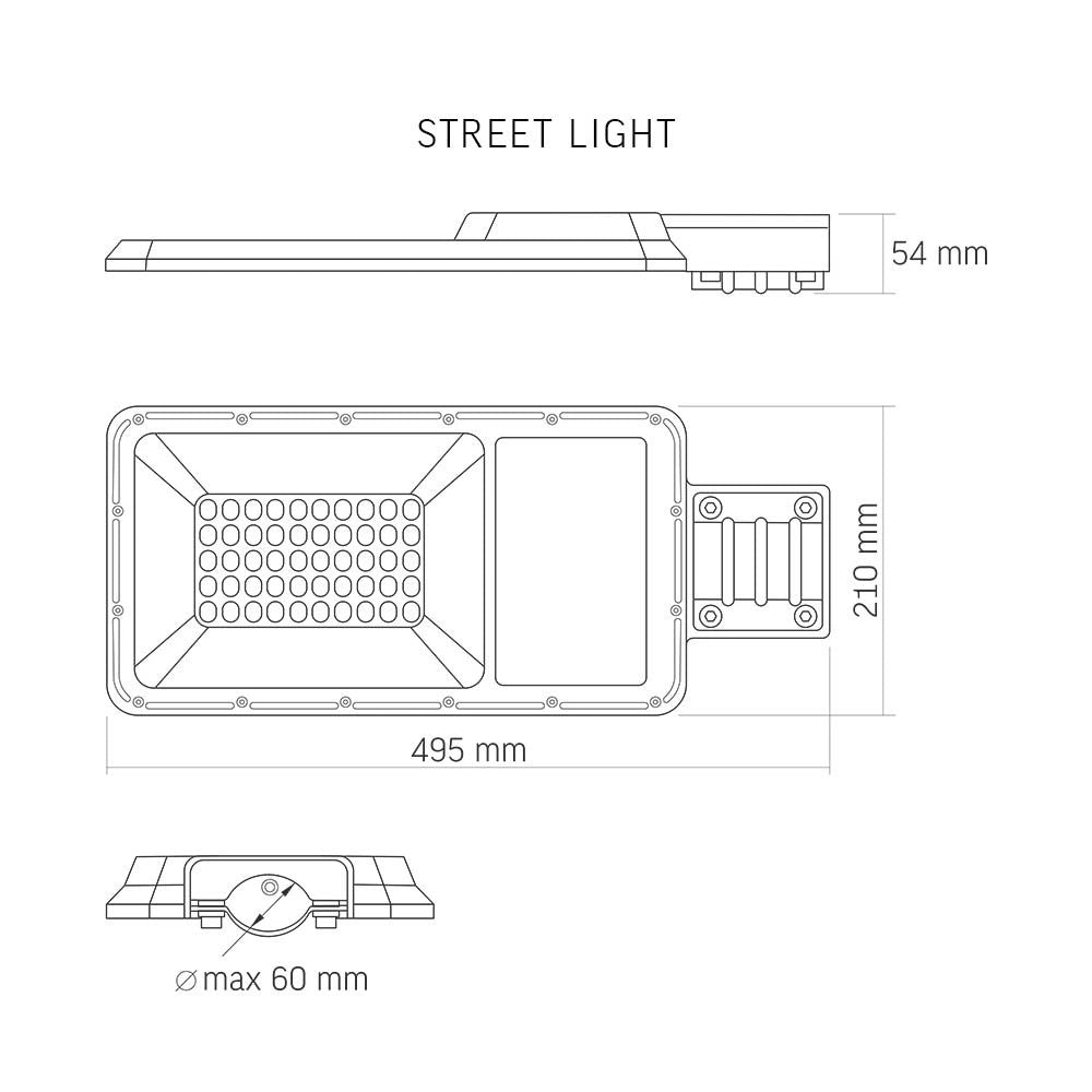 Lampione solare LED 2500lm 5000K telecomando IP65 Videx