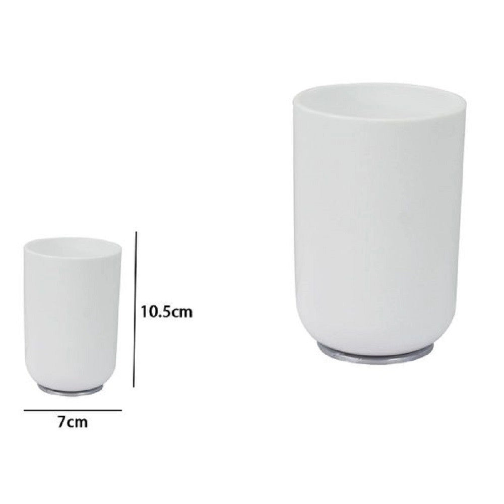 Trade Shop - Bicchiere Portaspazzolini Dentifricio Bianco Silver Accessori Arredo Bagno 79864 -