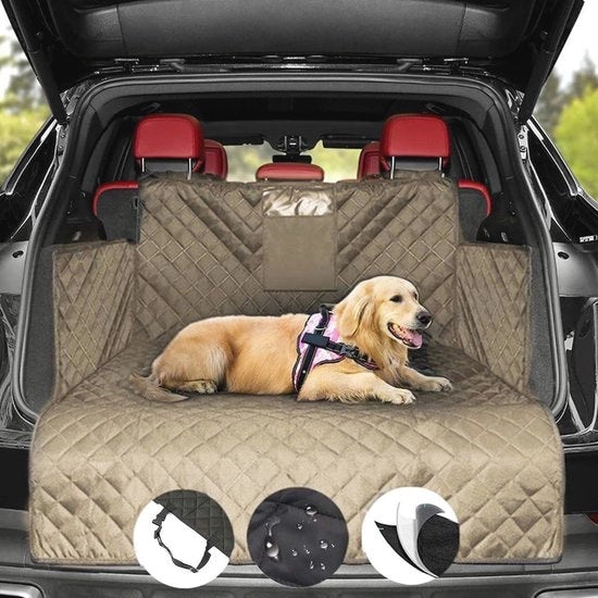 Tappetino per cane sedile posteriore - Tappetino impermeabile antiscivolo per cani - Protezione bagagliaio per cani - Cuscino e tappetino per cani - Beige