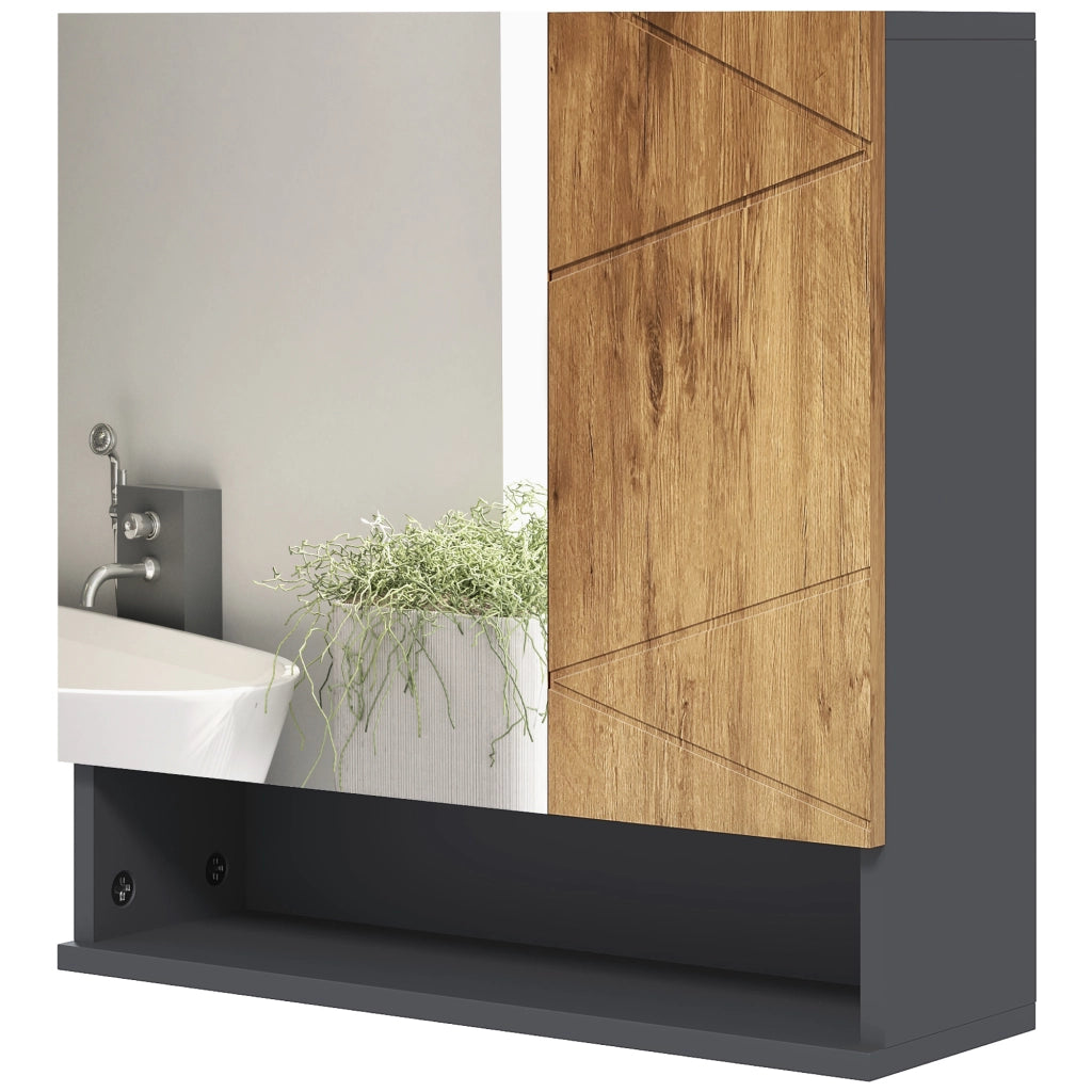Armadietto da bagno specchio ¨C Minimal ¨C 55x17x55 cm grigio scuro