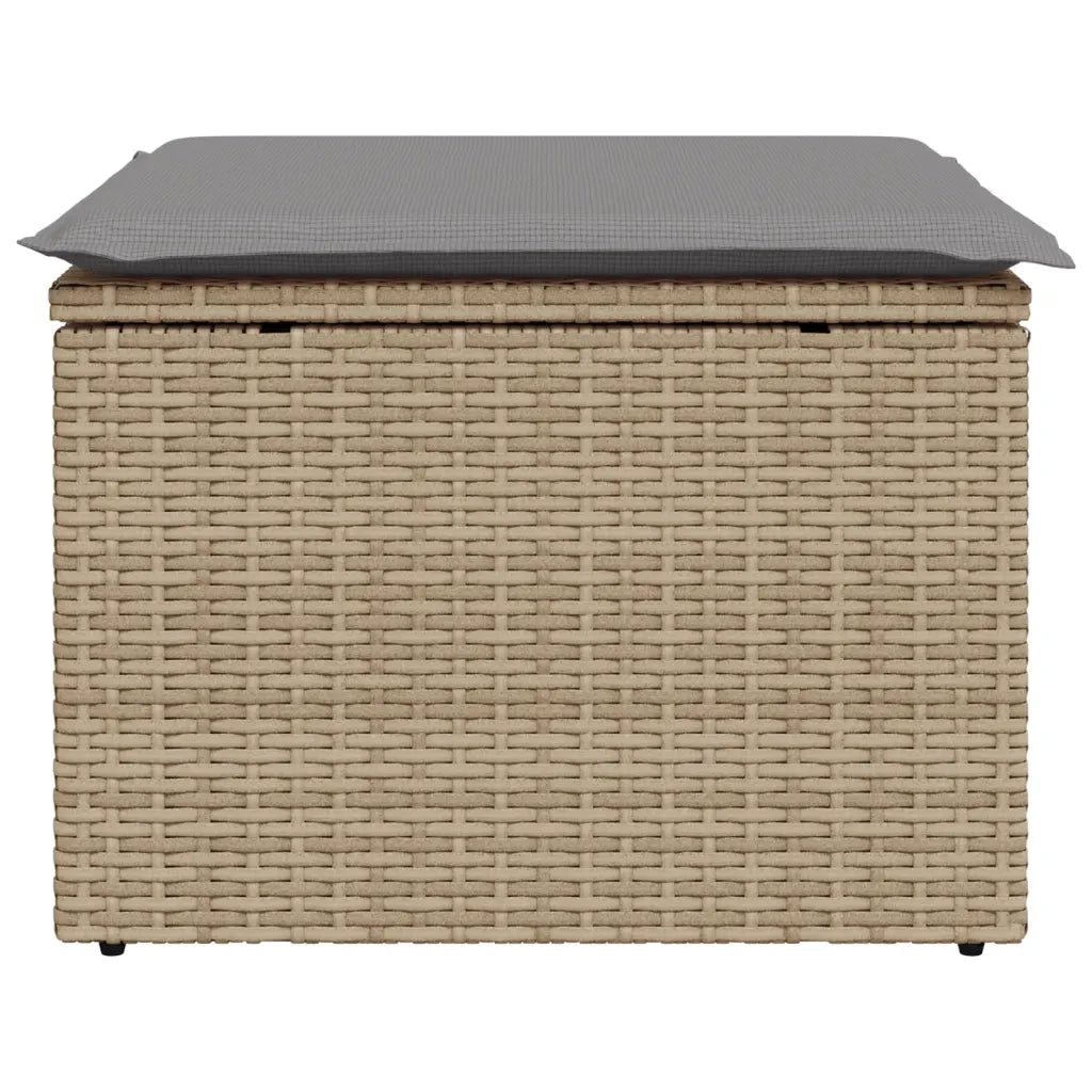 Sgabello Giardino con Cuscino Beige 55x55x37 cm in Polyrattan 366092