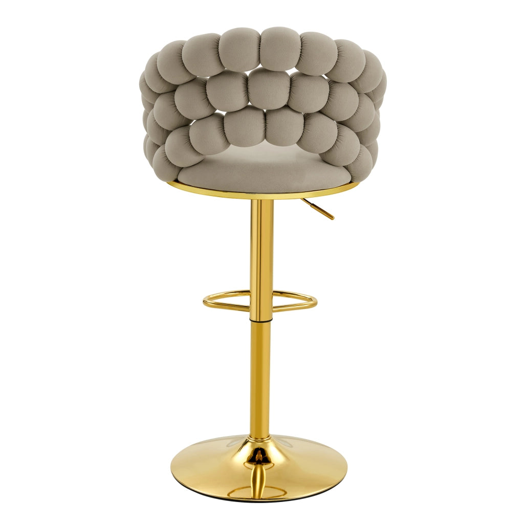 Sgabelli da Bar Set 2 Pezzi ¨C MINIMAL ¨C Velluto Grigio, Schienale, Struttura Regolabile Dorata