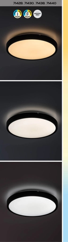 Plafoniera LED Rabalux Alenzo 42cm nera 36W IP44 con telecomando