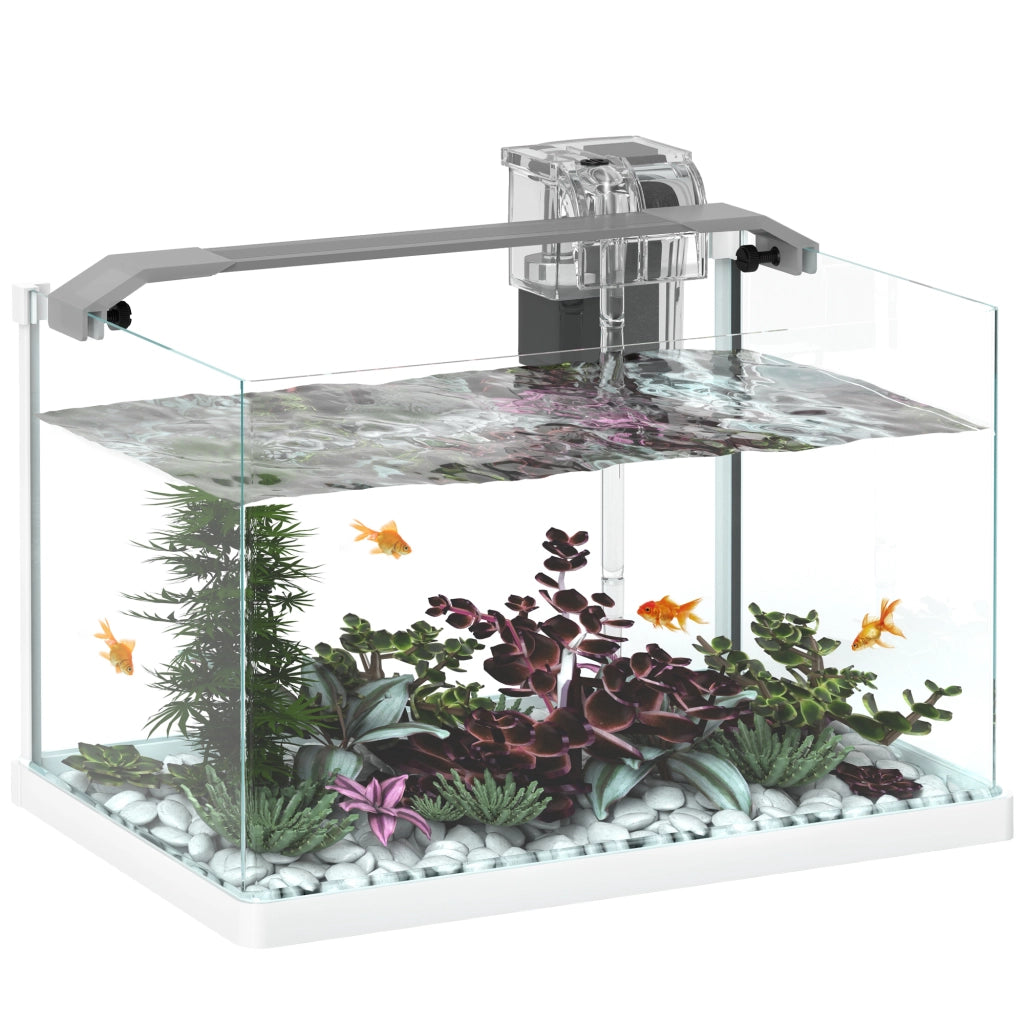 Acquario in Vetro con Luci LED ¨C Xylo ¨C 20L, Filtro e Pompa, 38x26x27 cm, Bianco