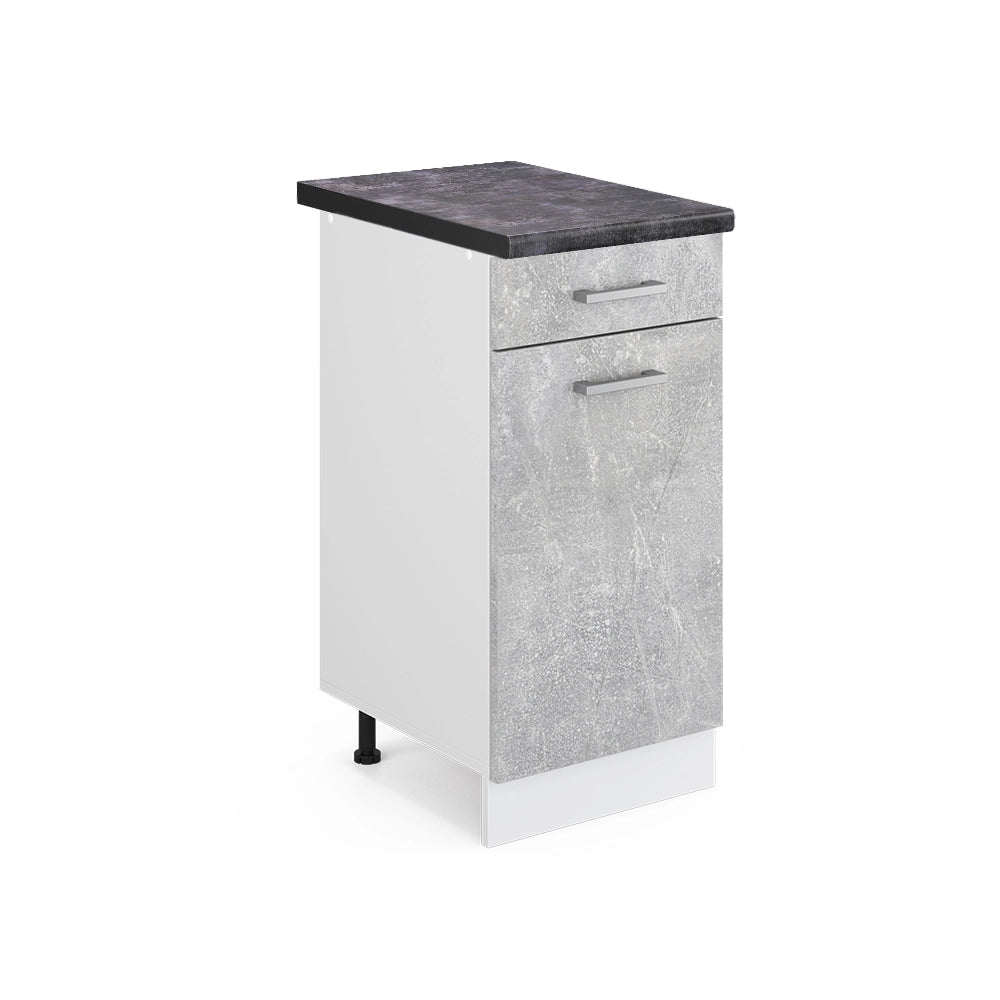 Mobiletto base per cucina R-Line Calcestruzzo/Bianco 40 cm, PL Antracite Vicco