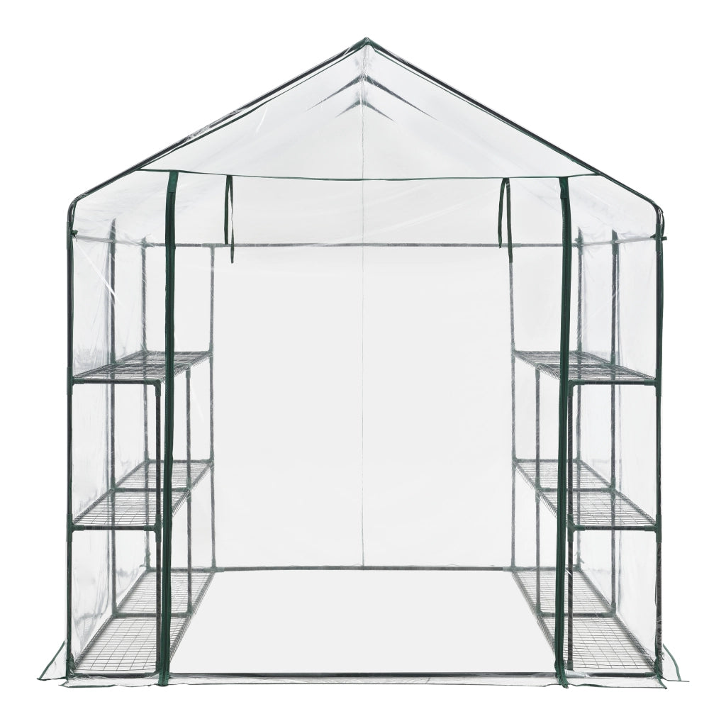 Serra da Giardino 'Grünau' con 6 Ripiani (LxPxA) 200 x 200 x 220 cm - Forma di Casetta [en.casa]