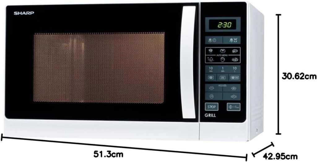 Sharp R-742WW forno a microonde Superficie piana Microonde con grill 25 L 900 W Nero, Bianco