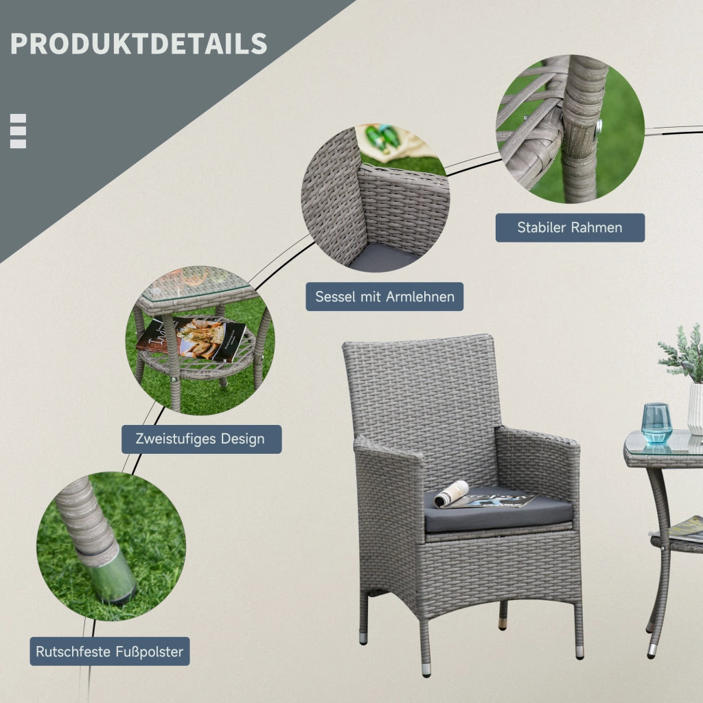 Set Divano da Giardino in Polyrattan ¨C Minimal ¨C Grigio