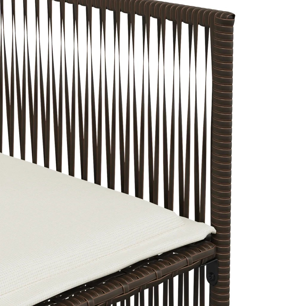 Set da Pranzo da Giardino 7pz con Cuscini in Polyrattan Marrone 369010