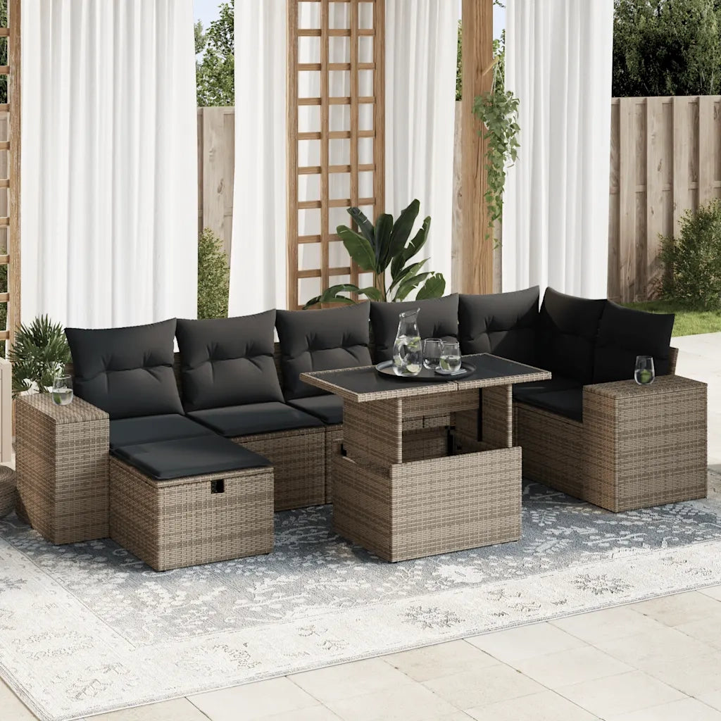 Set Divano da Giardino 5 pz con Cuscini Grigio in Polyrattan 3327950