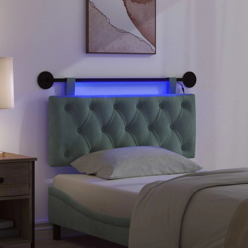 Testiera | Testata sospesa Con luce LED Verde Mare Velluto
