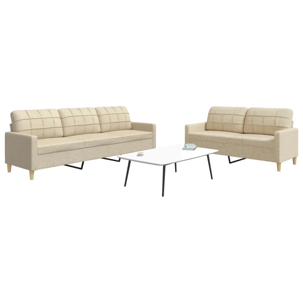 Set di Divani 2 pz Crema in Tessuto 3278321