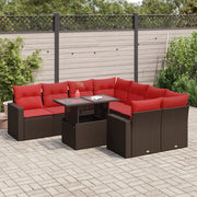 Set Divani Giardino 9 pz con Cuscini Marrone Polyrattan Acacia 3326295