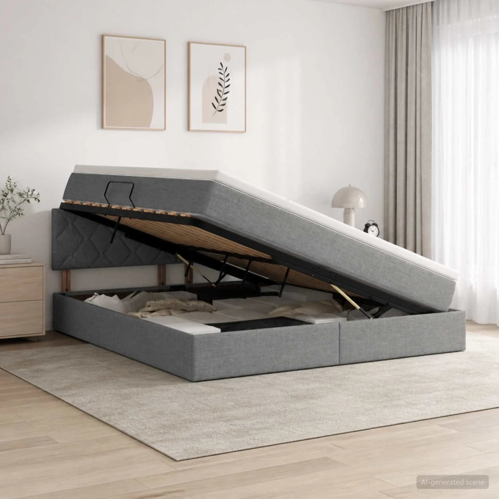 Letto con contenitore e materasso Grigio Scuro 140 x 200 cm 3458689